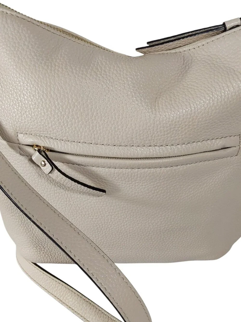 Kate Spade Cobble Hill Small Ella Hobo Bag Crossbody Strap Cream Pebbled Leather
